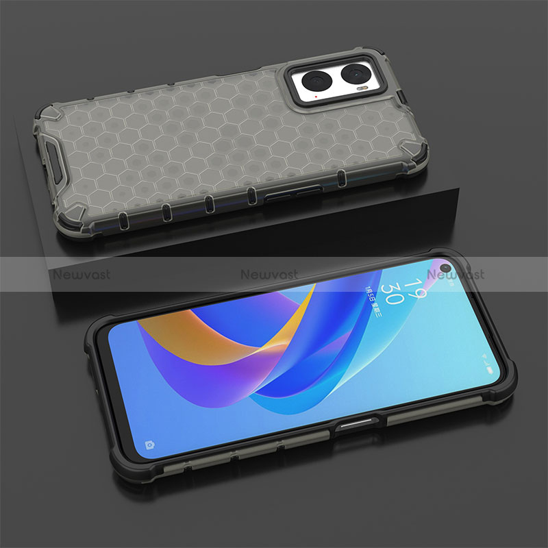 Silicone Transparent Frame Case Cover 360 Degrees AM3 for Oppo A76 Black