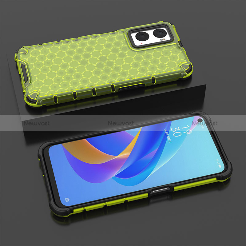 Silicone Transparent Frame Case Cover 360 Degrees AM3 for Oppo A76 Green