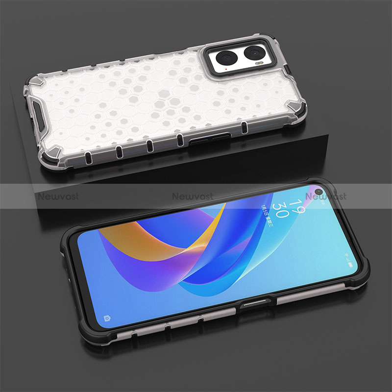 Silicone Transparent Frame Case Cover 360 Degrees AM3 for Oppo A76 White