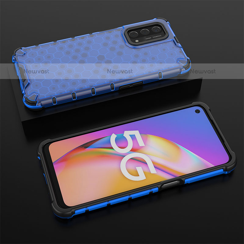 Silicone Transparent Frame Case Cover 360 Degrees AM3 for Oppo A93 5G Blue