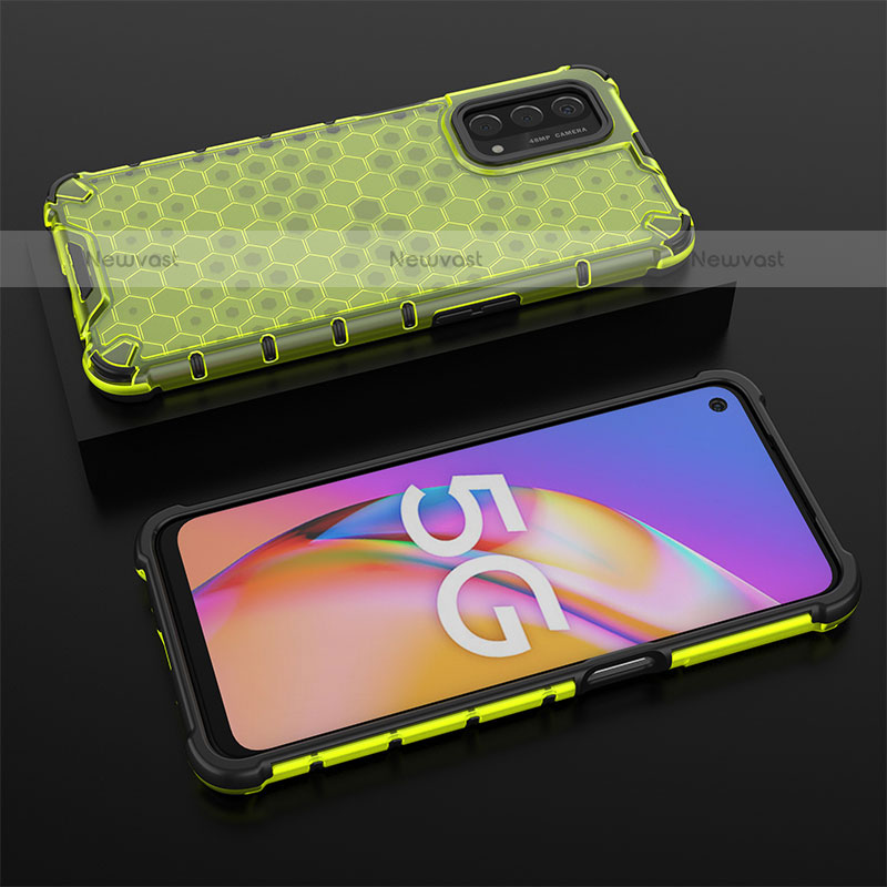 Silicone Transparent Frame Case Cover 360 Degrees AM3 for Oppo A93 5G Green