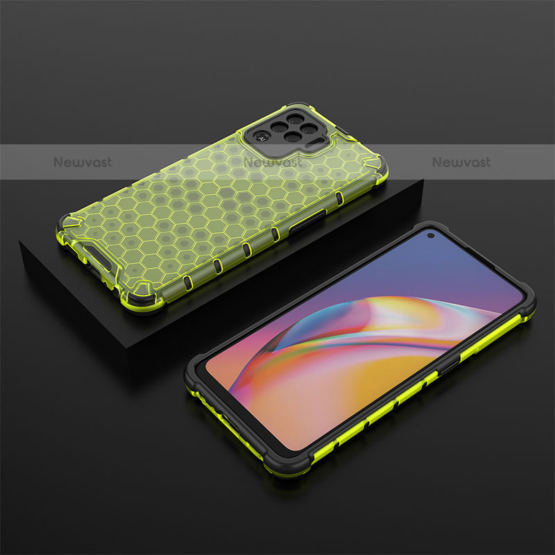 Silicone Transparent Frame Case Cover 360 Degrees AM3 for Oppo A94 4G Green