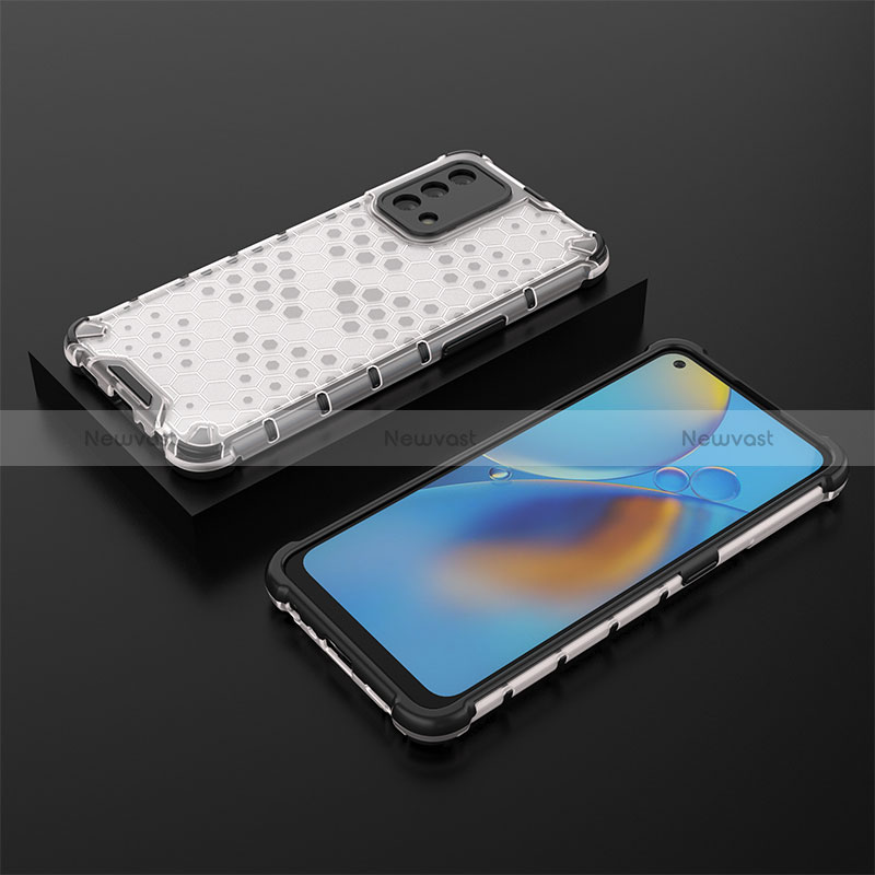 Silicone Transparent Frame Case Cover 360 Degrees AM3 for Oppo A95 4G White