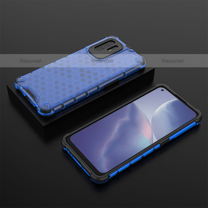 Silicone Transparent Frame Case Cover 360 Degrees AM3 for Oppo A95 5G Blue