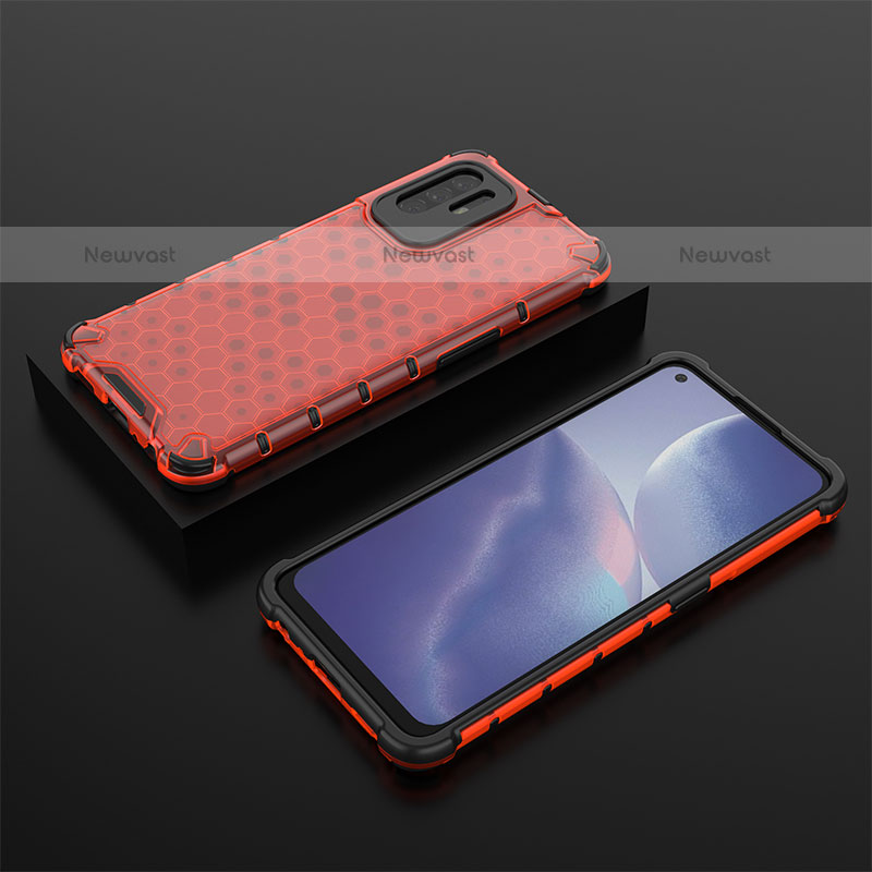 Silicone Transparent Frame Case Cover 360 Degrees AM3 for Oppo A95 5G Red