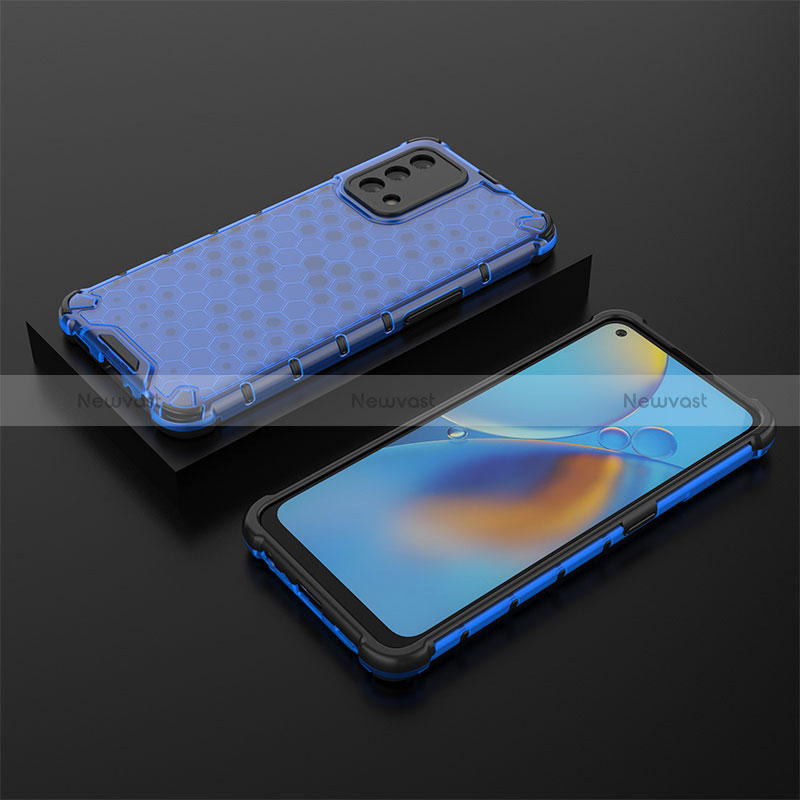 Silicone Transparent Frame Case Cover 360 Degrees AM3 for Oppo F19 Blue