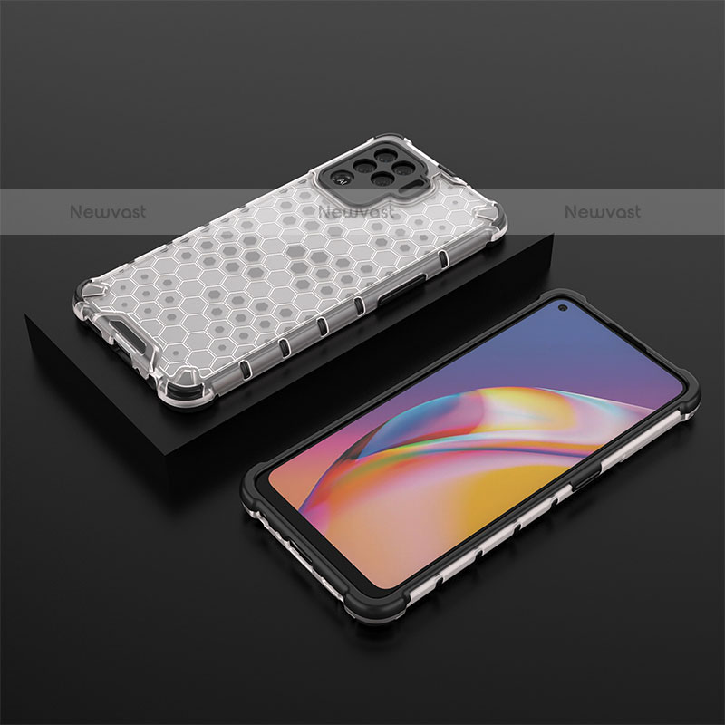 Silicone Transparent Frame Case Cover 360 Degrees AM3 for Oppo F19 Pro White