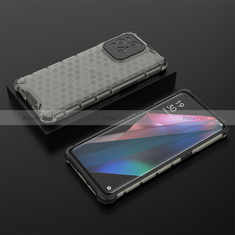 Silicone Transparent Frame Case Cover 360 Degrees AM3 for Oppo Find X3 5G Black