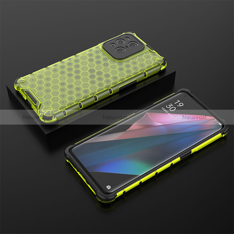 Silicone Transparent Frame Case Cover 360 Degrees AM3 for Oppo Find X3 5G Green