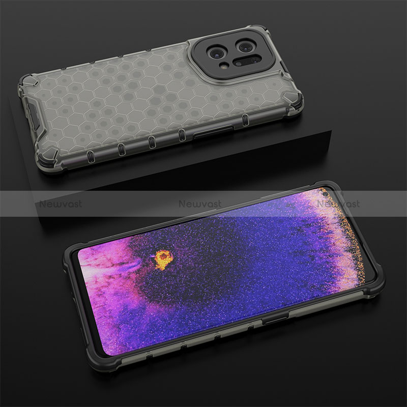 Silicone Transparent Frame Case Cover 360 Degrees AM3 for Oppo Find X5 5G Black