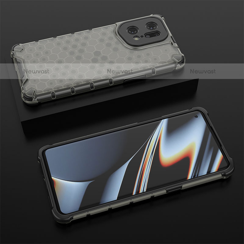 Silicone Transparent Frame Case Cover 360 Degrees AM3 for Oppo Find X5 Pro 5G Black