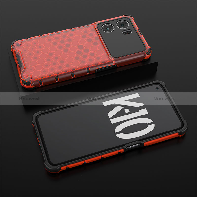 Silicone Transparent Frame Case Cover 360 Degrees AM3 for Oppo K10 5G Red