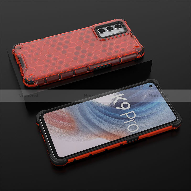 Silicone Transparent Frame Case Cover 360 Degrees AM3 for Oppo K9 Pro 5G Red