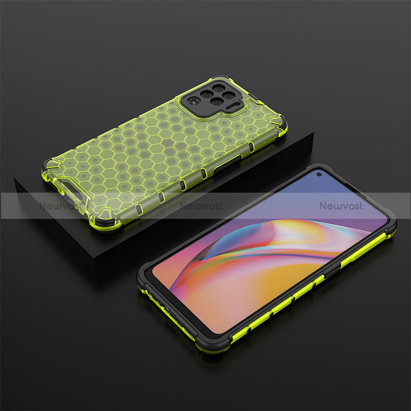 Silicone Transparent Frame Case Cover 360 Degrees AM3 for Oppo Reno5 F Green