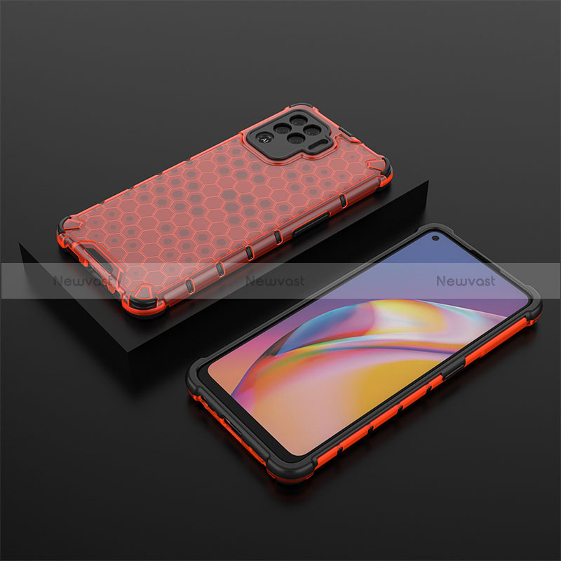 Silicone Transparent Frame Case Cover 360 Degrees AM3 for Oppo Reno5 F Red