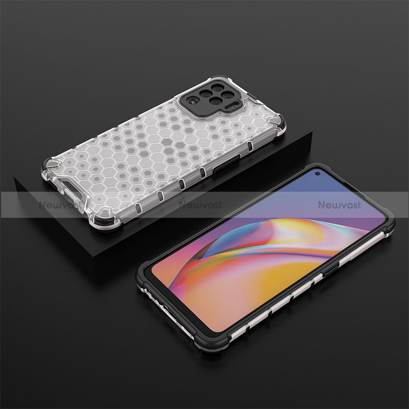 Silicone Transparent Frame Case Cover 360 Degrees AM3 for Oppo Reno5 F White