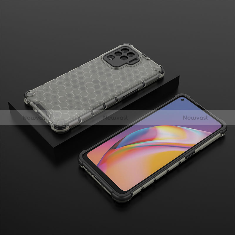 Silicone Transparent Frame Case Cover 360 Degrees AM3 for Oppo Reno5 Lite Black