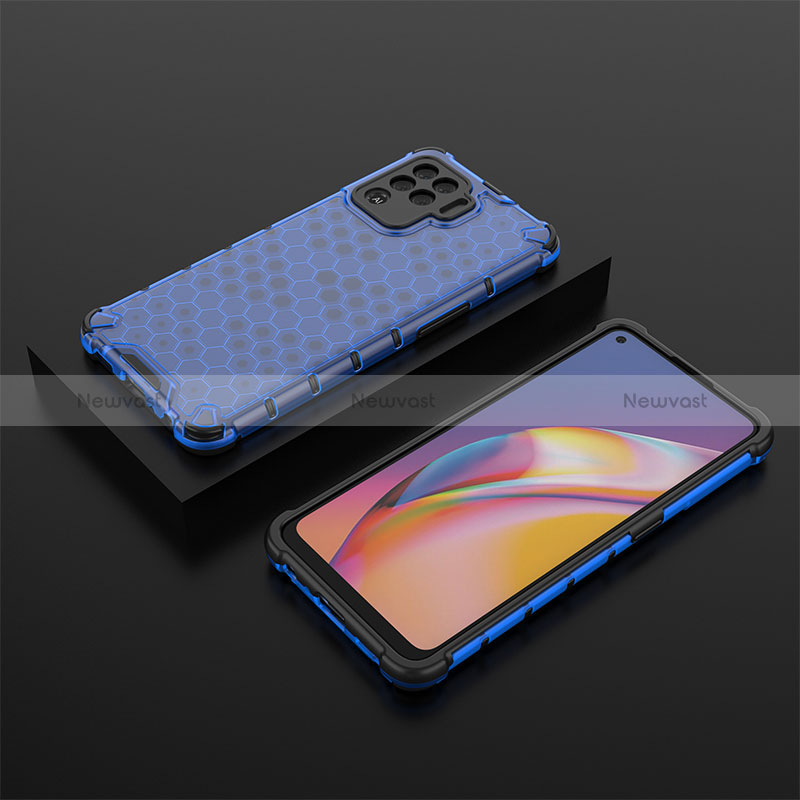 Silicone Transparent Frame Case Cover 360 Degrees AM3 for Oppo Reno5 Lite Blue