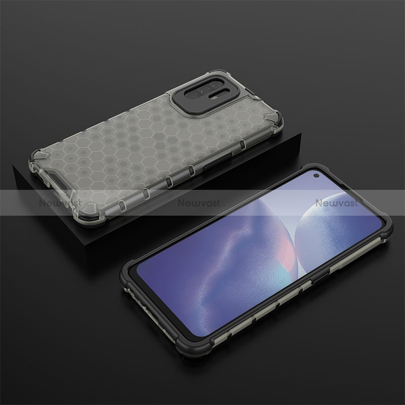 Silicone Transparent Frame Case Cover 360 Degrees AM3 for Oppo Reno5 Z 5G Black