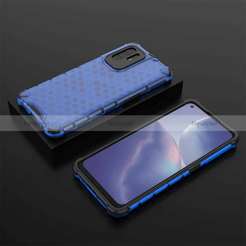 Silicone Transparent Frame Case Cover 360 Degrees AM3 for Oppo Reno5 Z 5G Blue
