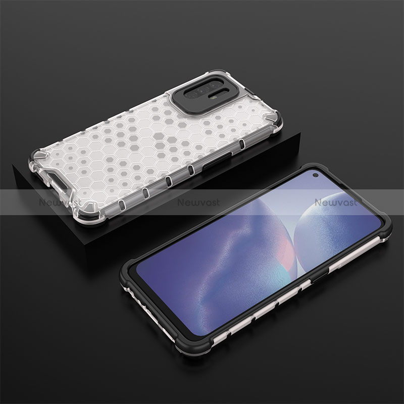 Silicone Transparent Frame Case Cover 360 Degrees AM3 for Oppo Reno5 Z 5G White