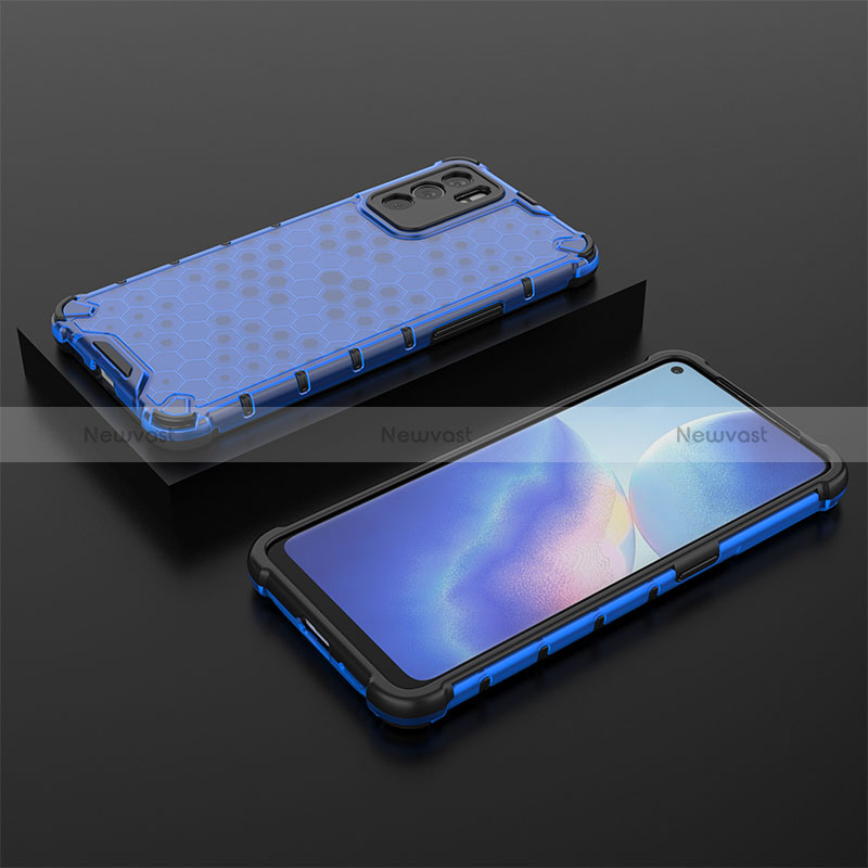 Silicone Transparent Frame Case Cover 360 Degrees AM3 for Oppo Reno6 5G Blue
