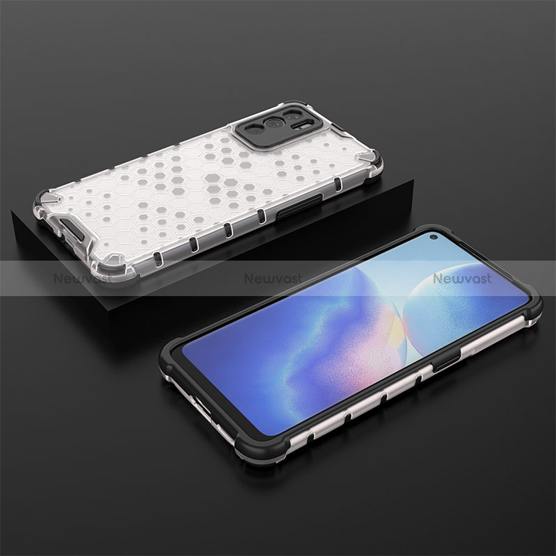 Silicone Transparent Frame Case Cover 360 Degrees AM3 for Oppo Reno6 5G White