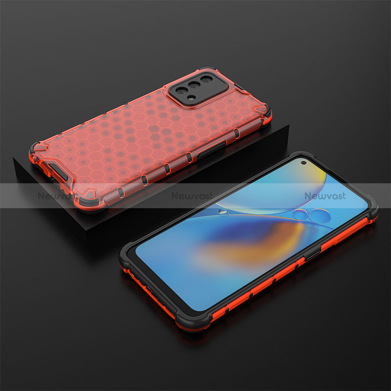 Silicone Transparent Frame Case Cover 360 Degrees AM3 for Oppo Reno6 Lite Red