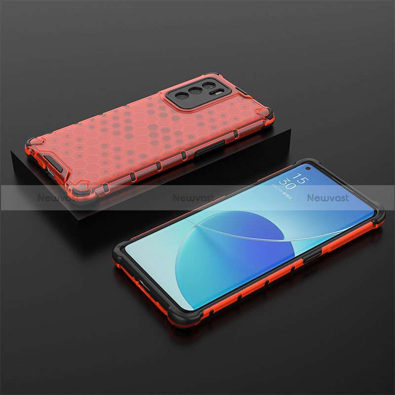 Silicone Transparent Frame Case Cover 360 Degrees AM3 for Oppo Reno6 Pro 5G India Red