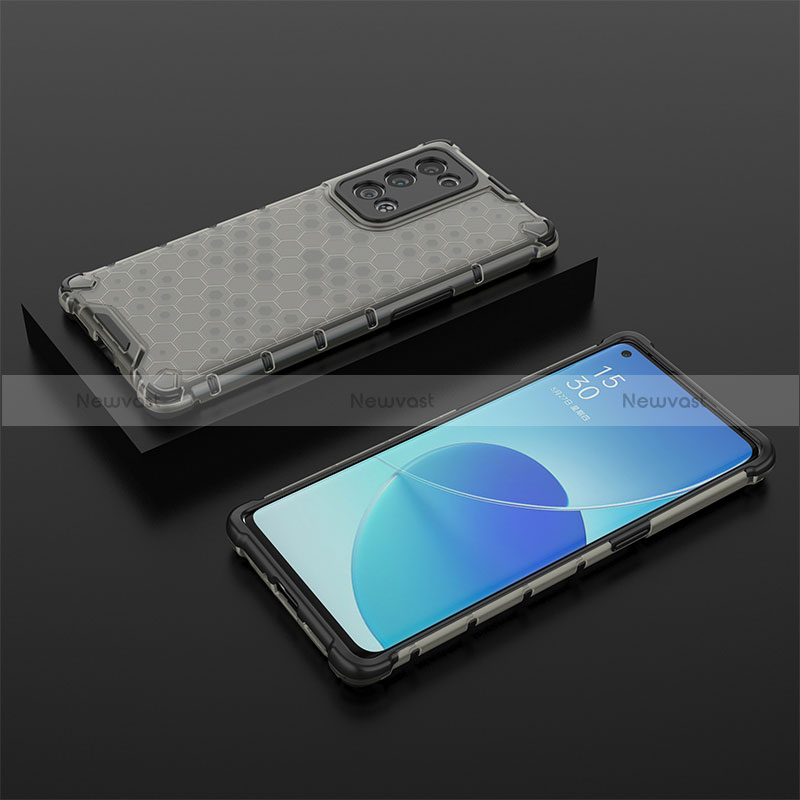 Silicone Transparent Frame Case Cover 360 Degrees AM3 for Oppo Reno6 Pro+ Plus 5G Black