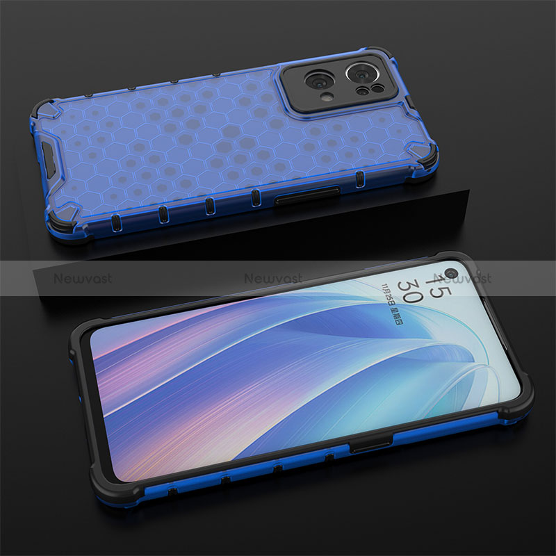 Silicone Transparent Frame Case Cover 360 Degrees AM3 for Oppo Reno7 Pro 5G Blue