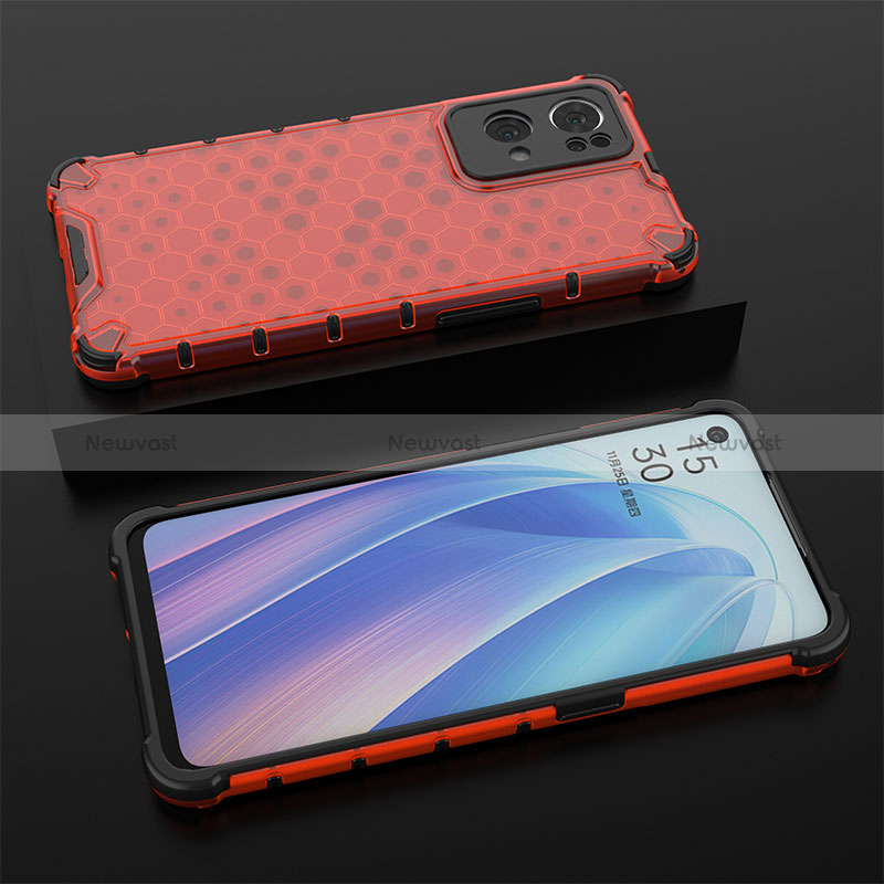 Silicone Transparent Frame Case Cover 360 Degrees AM3 for Oppo Reno7 Pro 5G Red