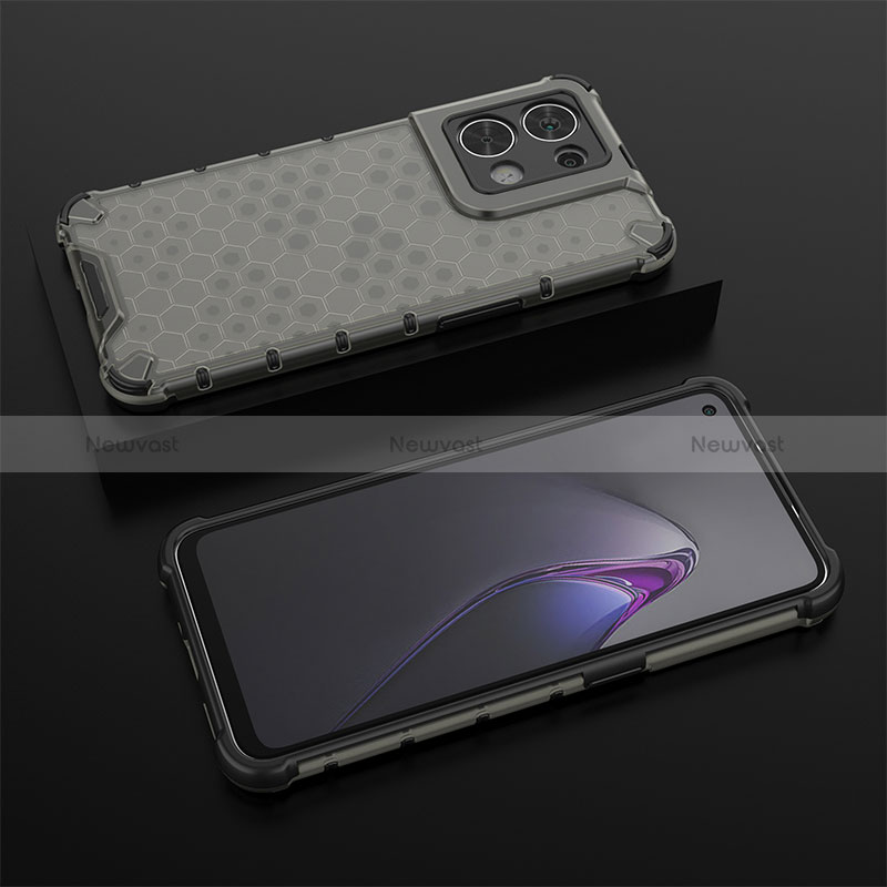 Silicone Transparent Frame Case Cover 360 Degrees AM3 for Oppo Reno8 5G Black