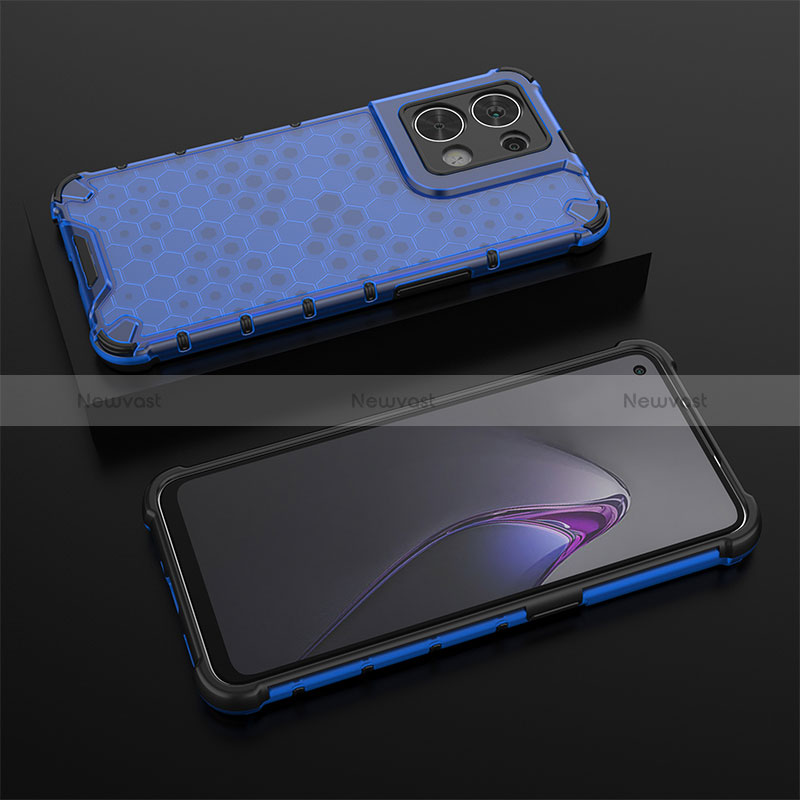 Silicone Transparent Frame Case Cover 360 Degrees AM3 for Oppo Reno8 5G Blue