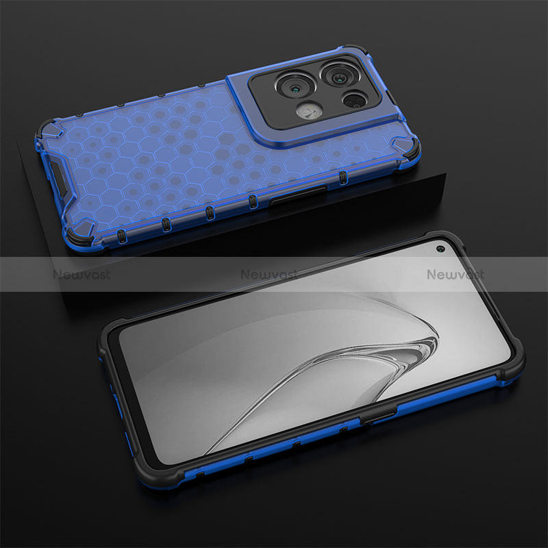 Silicone Transparent Frame Case Cover 360 Degrees AM3 for Oppo Reno8 Pro 5G Blue