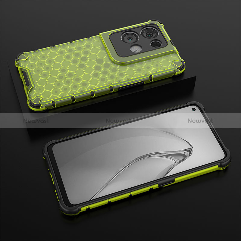 Silicone Transparent Frame Case Cover 360 Degrees AM3 for Oppo Reno8 Pro 5G Green