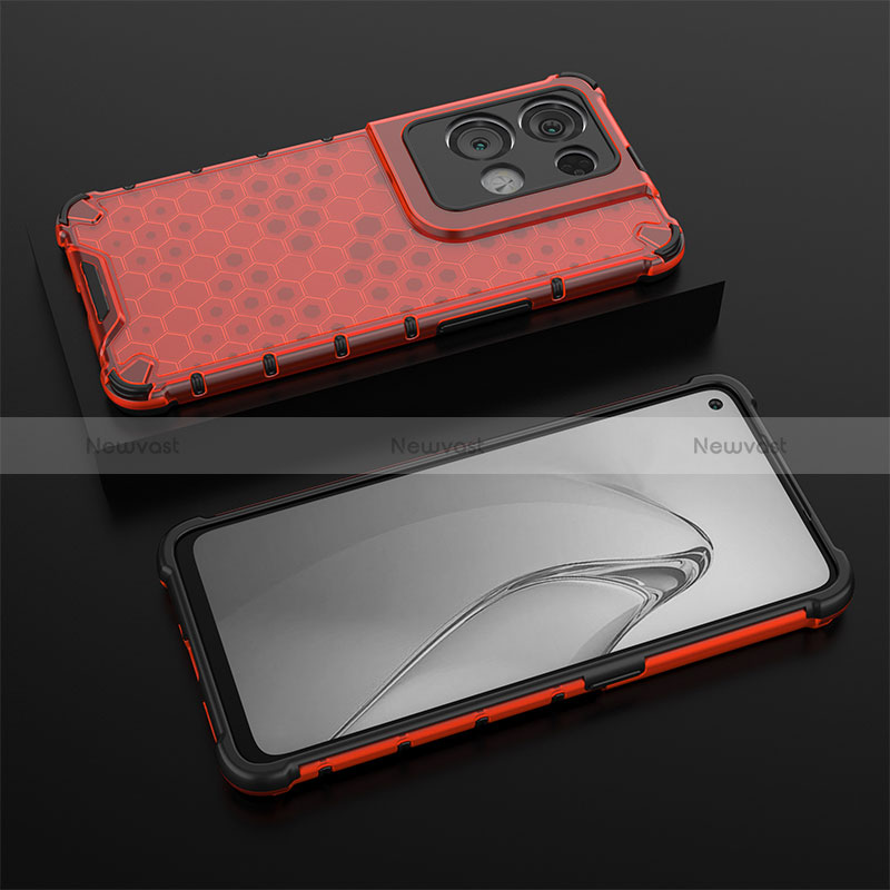 Silicone Transparent Frame Case Cover 360 Degrees AM3 for Oppo Reno8 Pro+ Plus 5G Red