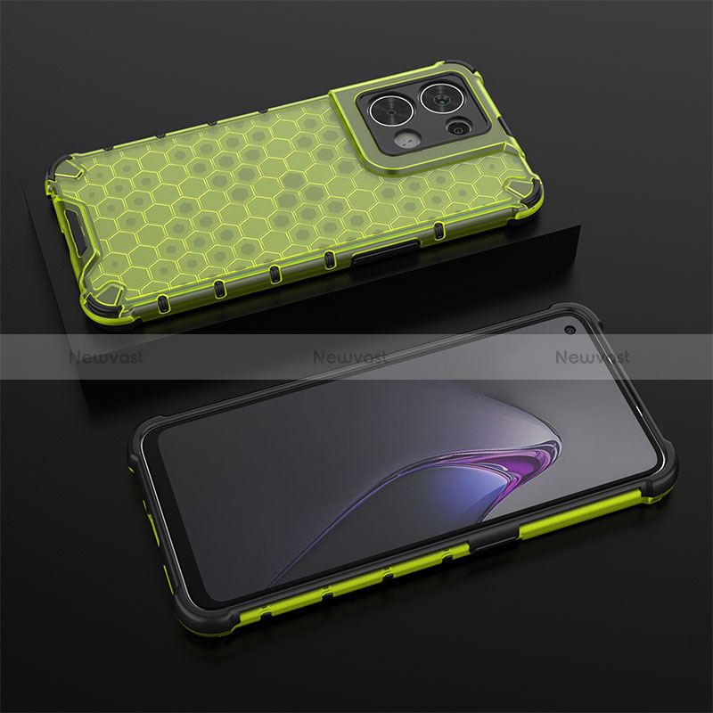 Silicone Transparent Frame Case Cover 360 Degrees AM3 for Oppo Reno9 Pro 5G Green