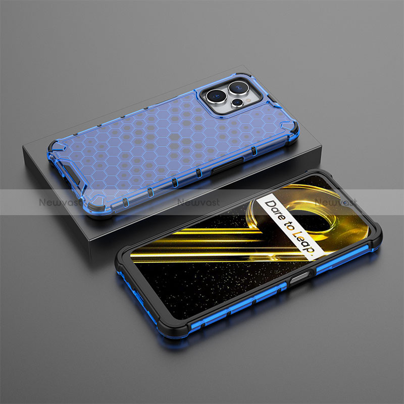 Silicone Transparent Frame Case Cover 360 Degrees AM3 for Realme 10 5G Blue