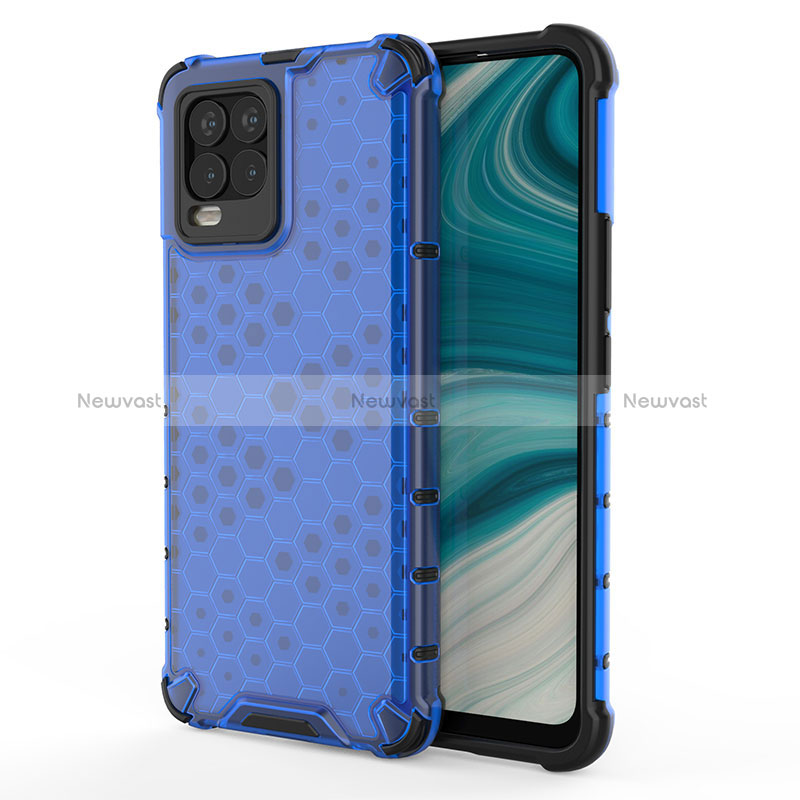 Silicone Transparent Frame Case Cover 360 Degrees AM3 for Realme 8 4G Blue