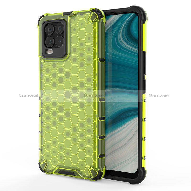 Silicone Transparent Frame Case Cover 360 Degrees AM3 for Realme 8 4G Green