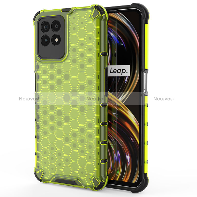 Silicone Transparent Frame Case Cover 360 Degrees AM3 for Realme 8i Green