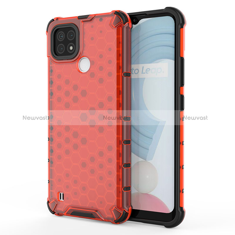 Silicone Transparent Frame Case Cover 360 Degrees AM3 for Realme C21 Red