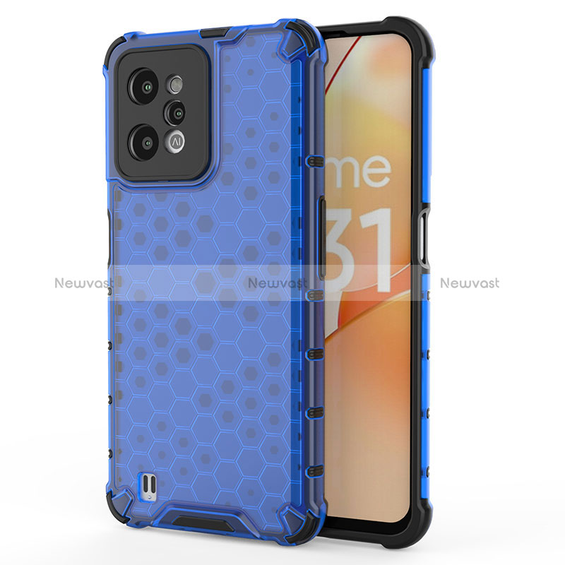 Silicone Transparent Frame Case Cover 360 Degrees AM3 for Realme C31 Blue