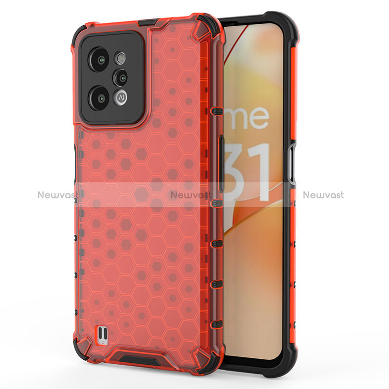 Silicone Transparent Frame Case Cover 360 Degrees AM3 for Realme C31 Red