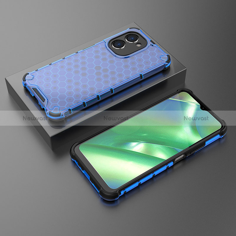 Silicone Transparent Frame Case Cover 360 Degrees AM3 for Realme C33 Blue