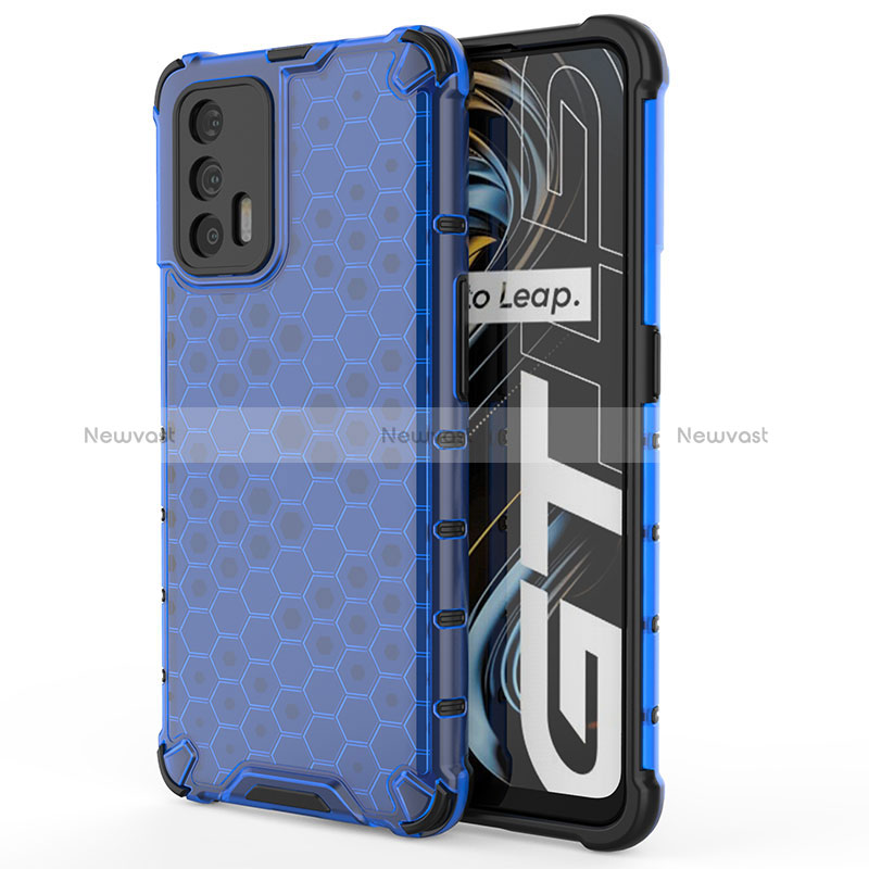 Silicone Transparent Frame Case Cover 360 Degrees AM3 for Realme GT Master 5G Blue