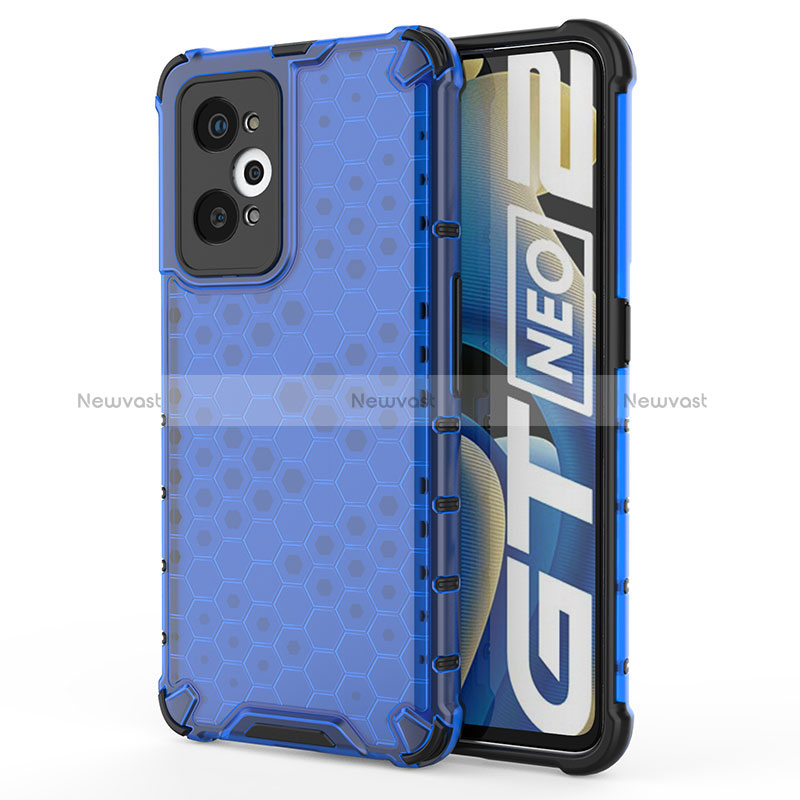 Silicone Transparent Frame Case Cover 360 Degrees AM3 for Realme GT Neo2 5G Blue