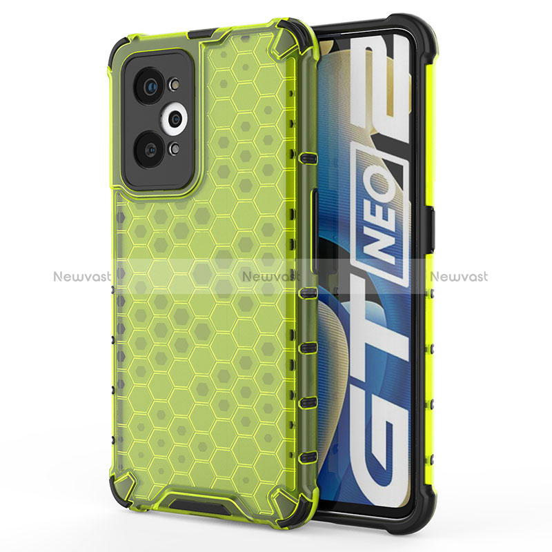 Silicone Transparent Frame Case Cover 360 Degrees AM3 for Realme GT Neo2 5G Green