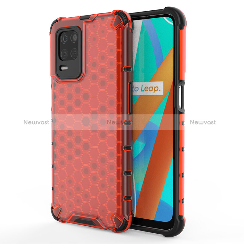 Silicone Transparent Frame Case Cover 360 Degrees AM3 for Realme Q3 5G Red